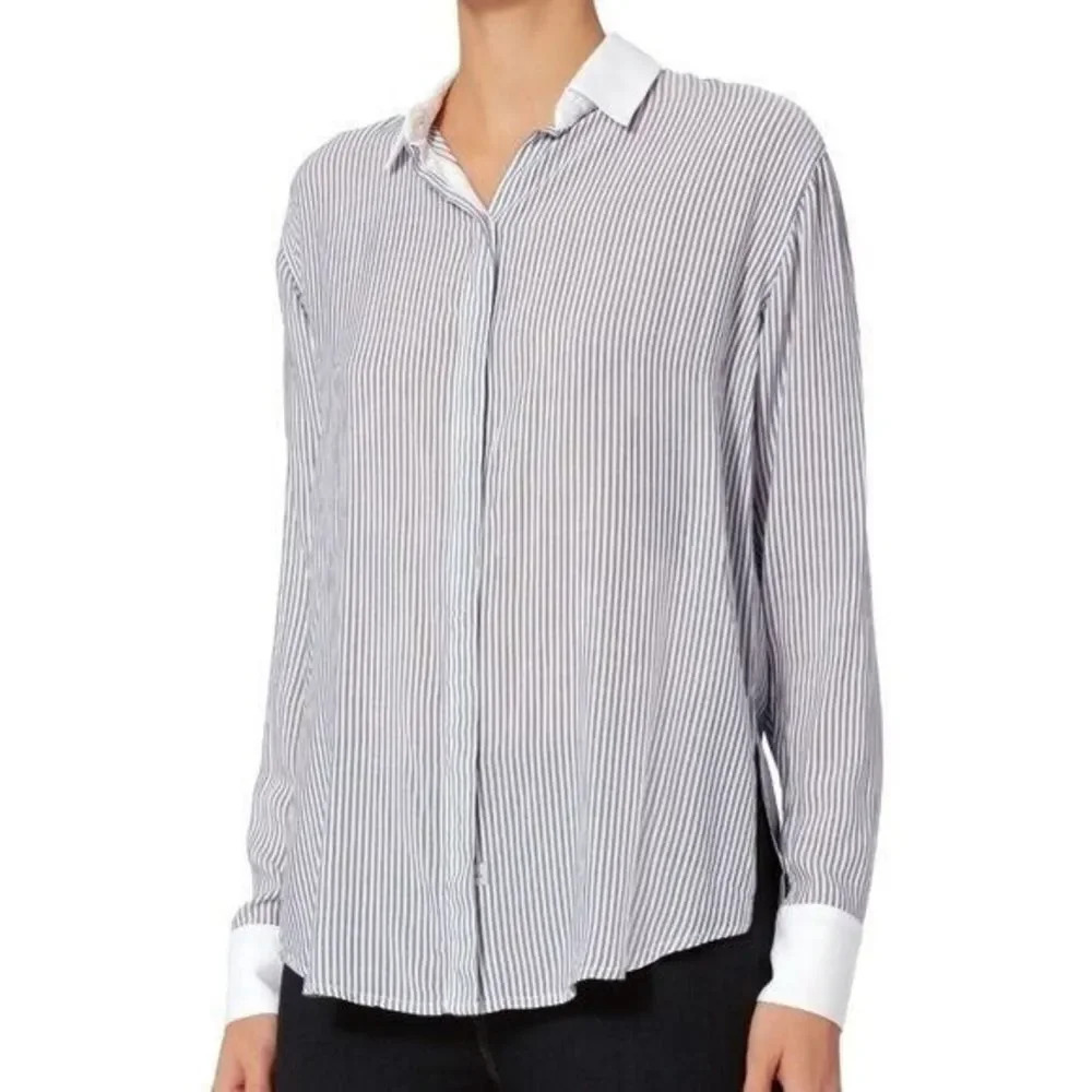 Rails Tatum Blue & White Stripe Long Sleeve Button Down S